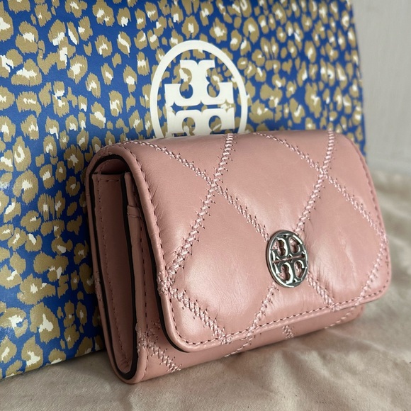New Tory Burch Willa glazed card case wallet rose pink - Picture 4 of 7